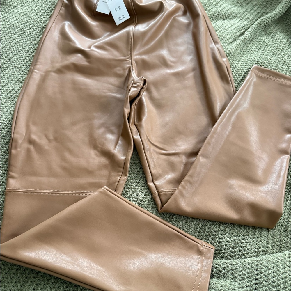 Abercrombie Vegan Leather pants tan